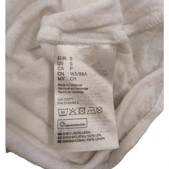 H&M  100% Linen White T Shirt Size Small - Picture 8 of 9